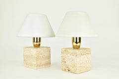 Cerri Nestore & C. Set of Travertine Table Lights, Italie, années 1970