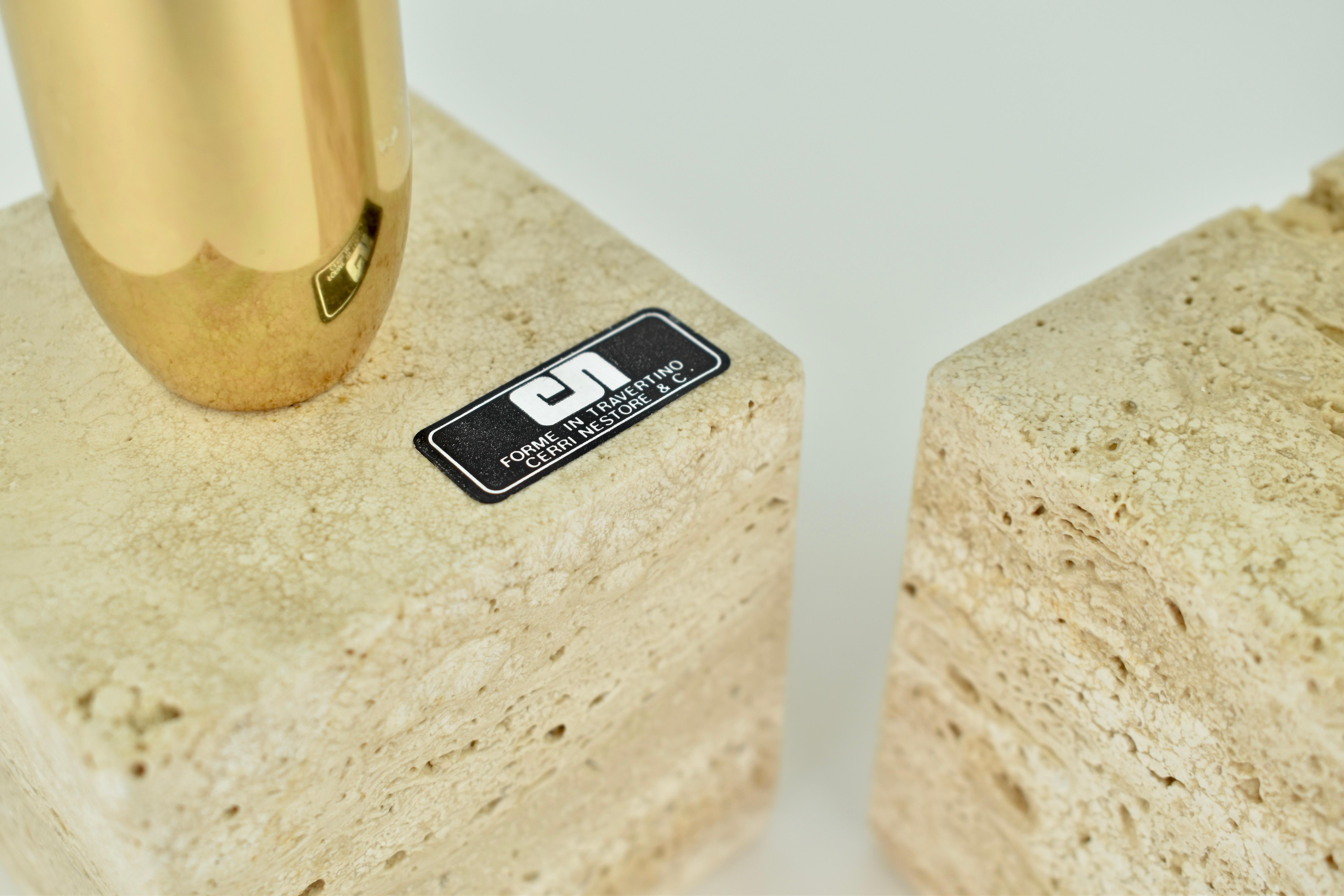 Cerri Nestore & C. Set of Travertine Table Lights, Italy 1970s For Sale 2