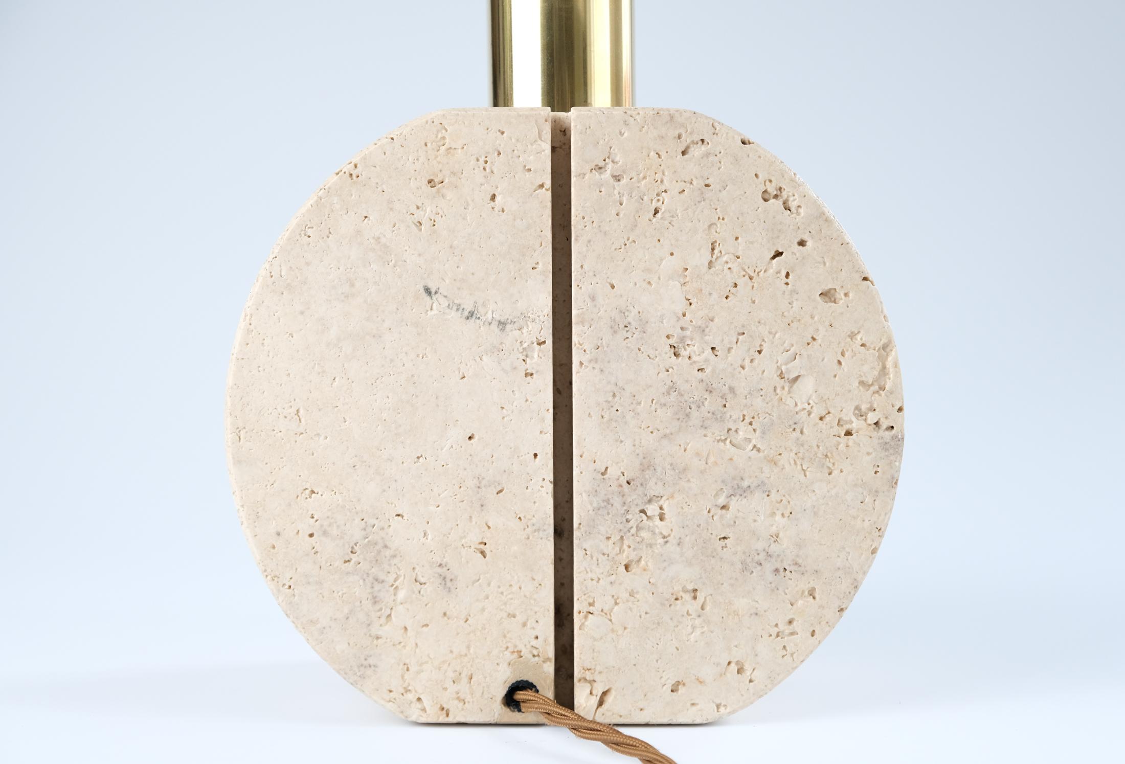 Cerri Nestore Mid-Century Modern Brass & Travertine Table Lamp, Italy c.1970s 5
