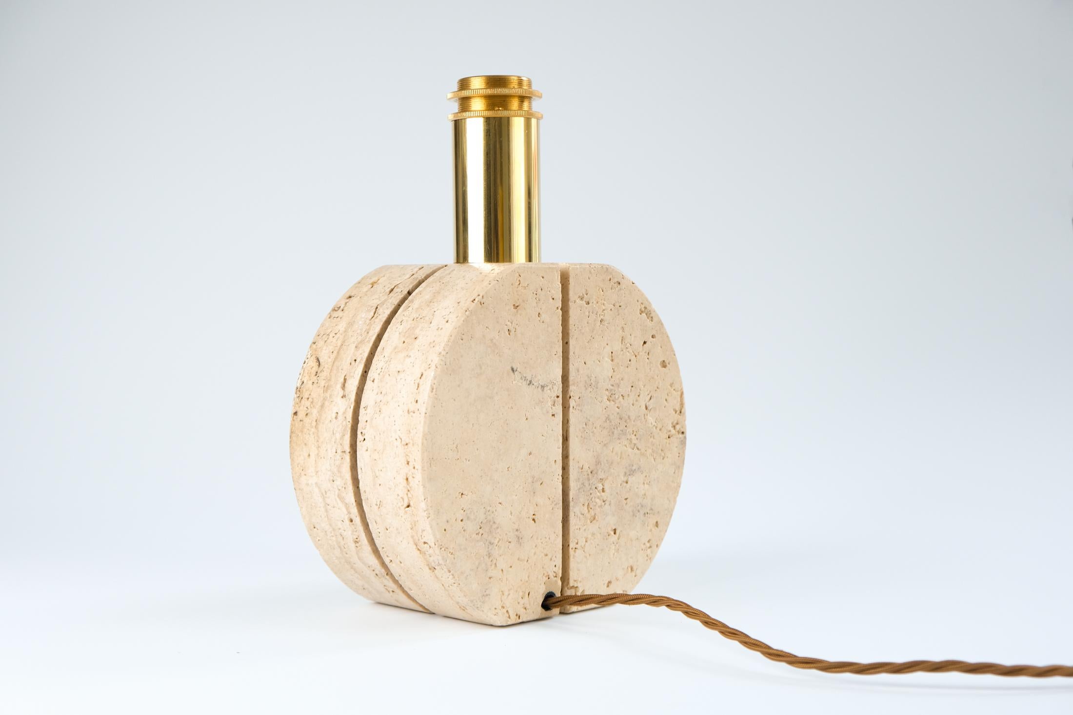 Italian Cerri Nestore Mid-Century Modern Brass & Travertine Table Lamp, Italy c.1970s