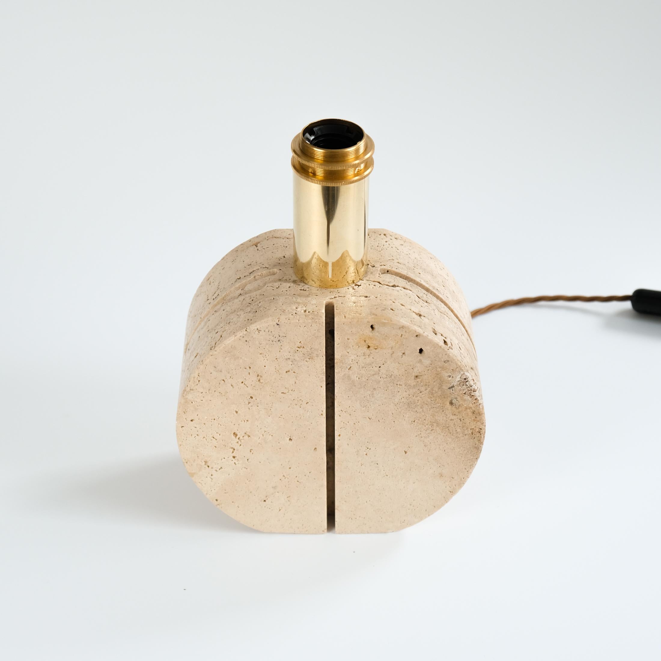 20th Century Cerri Nestore Mid-Century Modern Brass & Travertine Table Lamp, Italy c.1970s