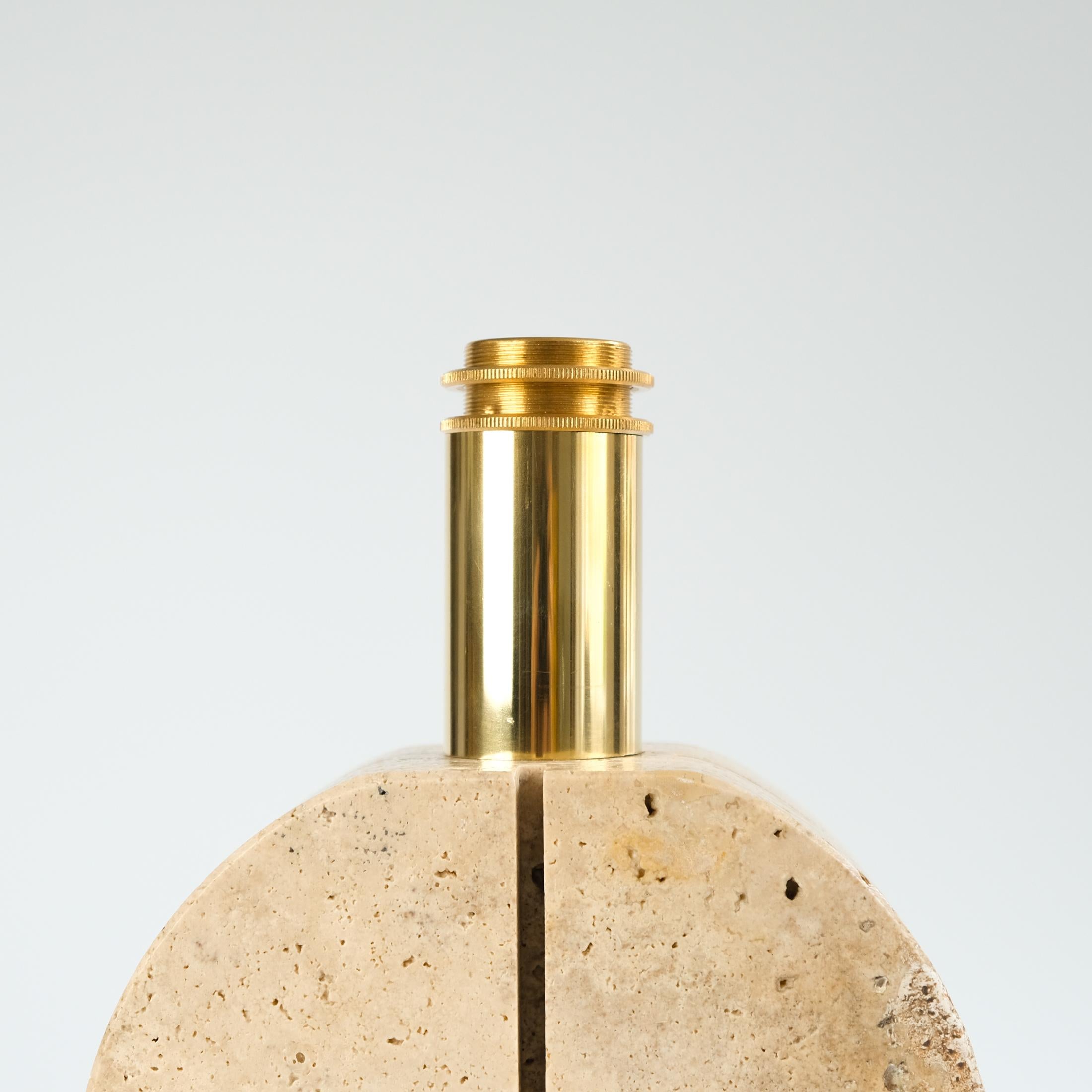 Cerri Nestore Mid-Century Modern Brass & Travertine Table Lamp, Italy c.1970s 1