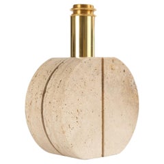 Cerri Nestore Mid-Century Modern Brass & Travertine Table Lamp, Italy c.1970s