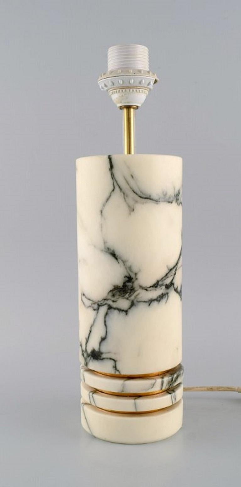 Modern Cerri Nestore, Volterra, Marble and Brass Table Lamp, Italian Design, 1970s