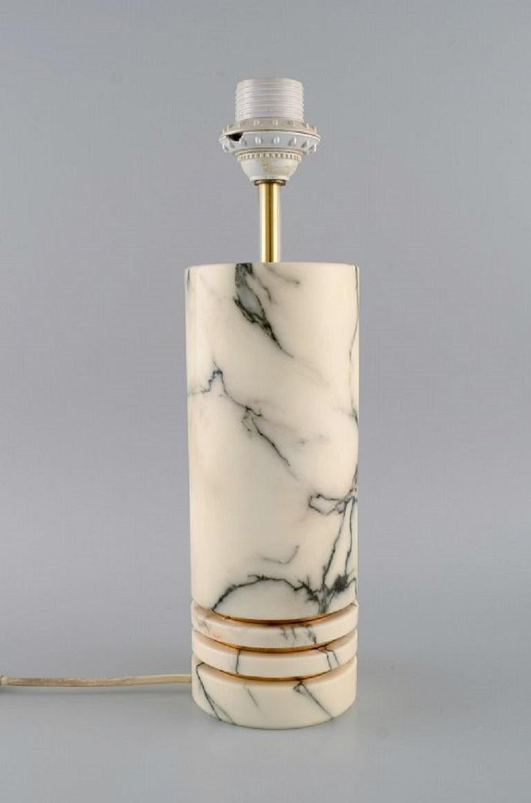 Cerri Nestore, Volterra, Marble and Brass Table Lamp, Italian Design, 1970s In Excellent Condition In København, Copenhagen