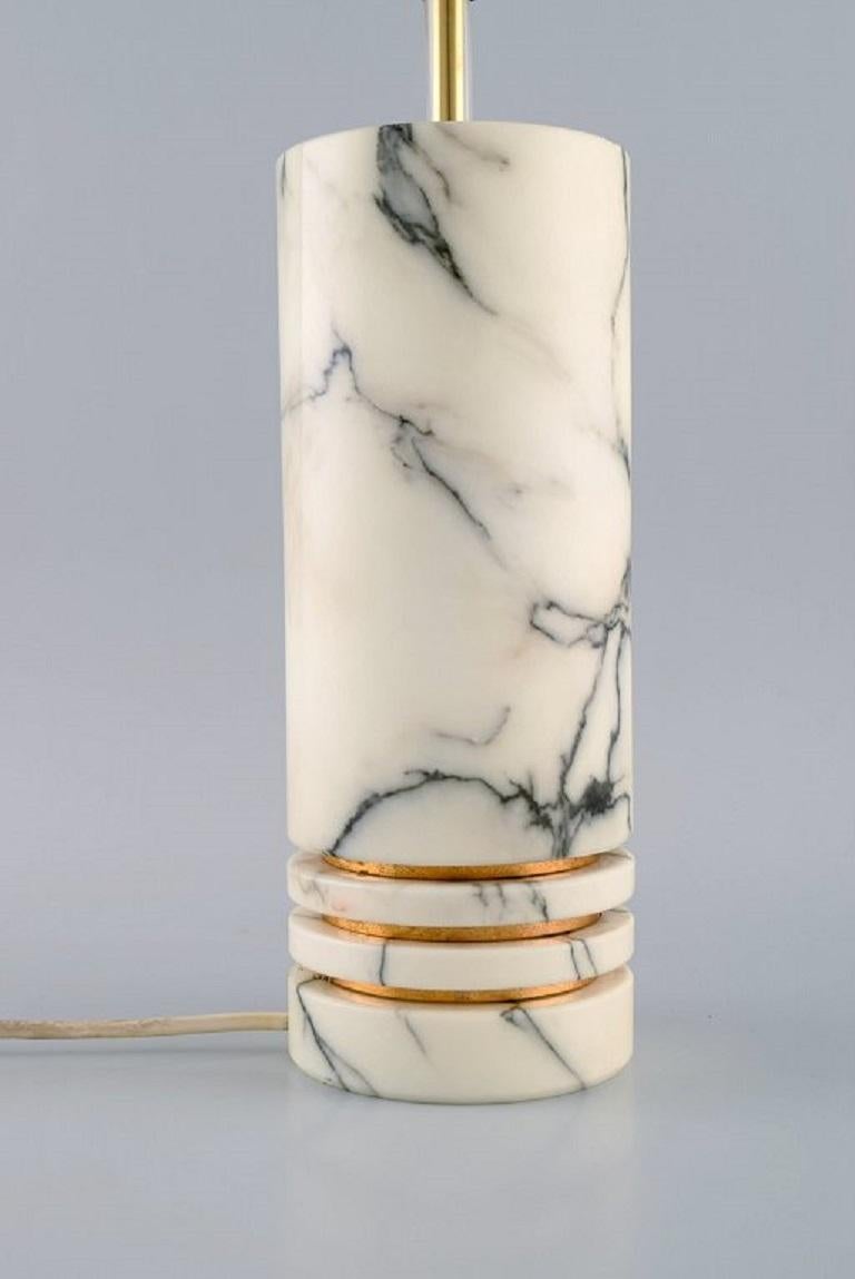 Late 20th Century Cerri Nestore, Volterra, Marble and Brass Table Lamp, Italian Design, 1970s