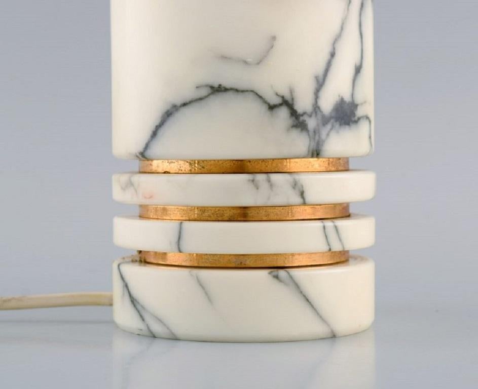 Cerri Nestore, Volterra, Marble and Brass Table Lamp, Italian Design, 1970s 1