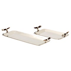 Grand plateau rectangulaire CERRO, corne et alpaga argent