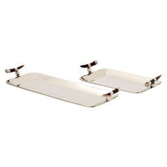 Bandeja Rectangular Mediana CERRO, Cuerno y Alpaca Plata