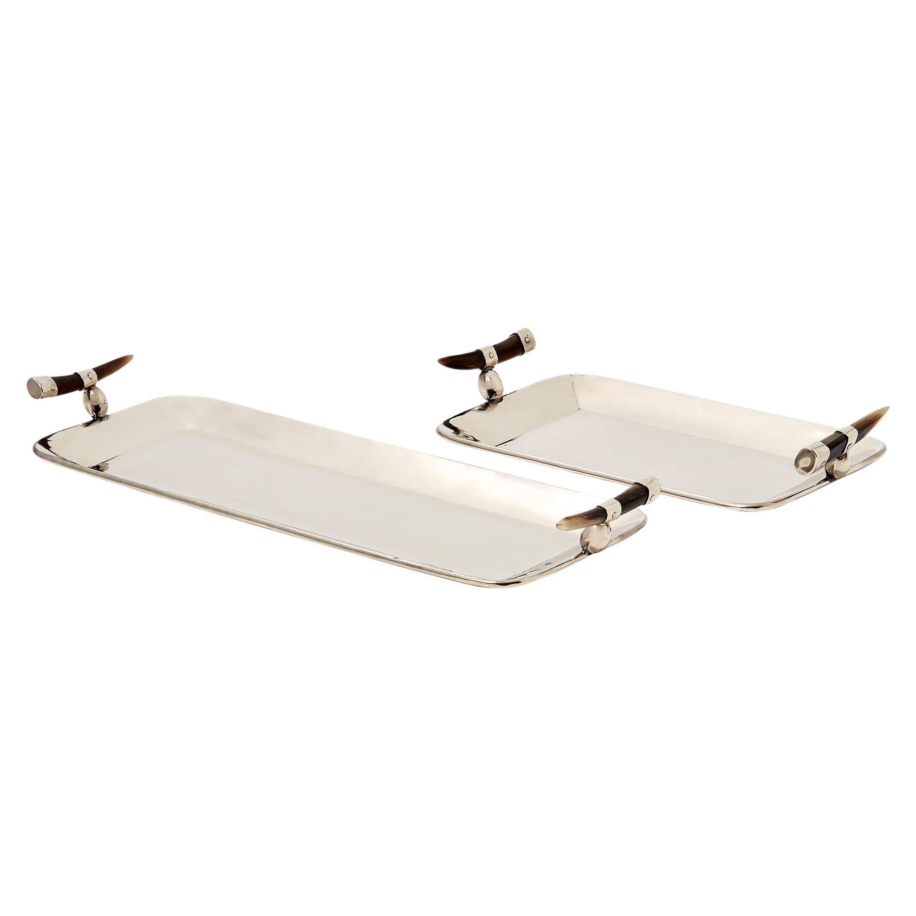 Argentine Cerro Rectangular Small Tray, Cream Bone & Alpaca Silver For Sale