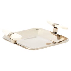 Cerro Set Square Medium and Large Trays, Polished White Bone & Alpaca Silver