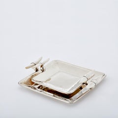 CERRO Square Medium Tray, Polished White Bone & Alpaca Silver