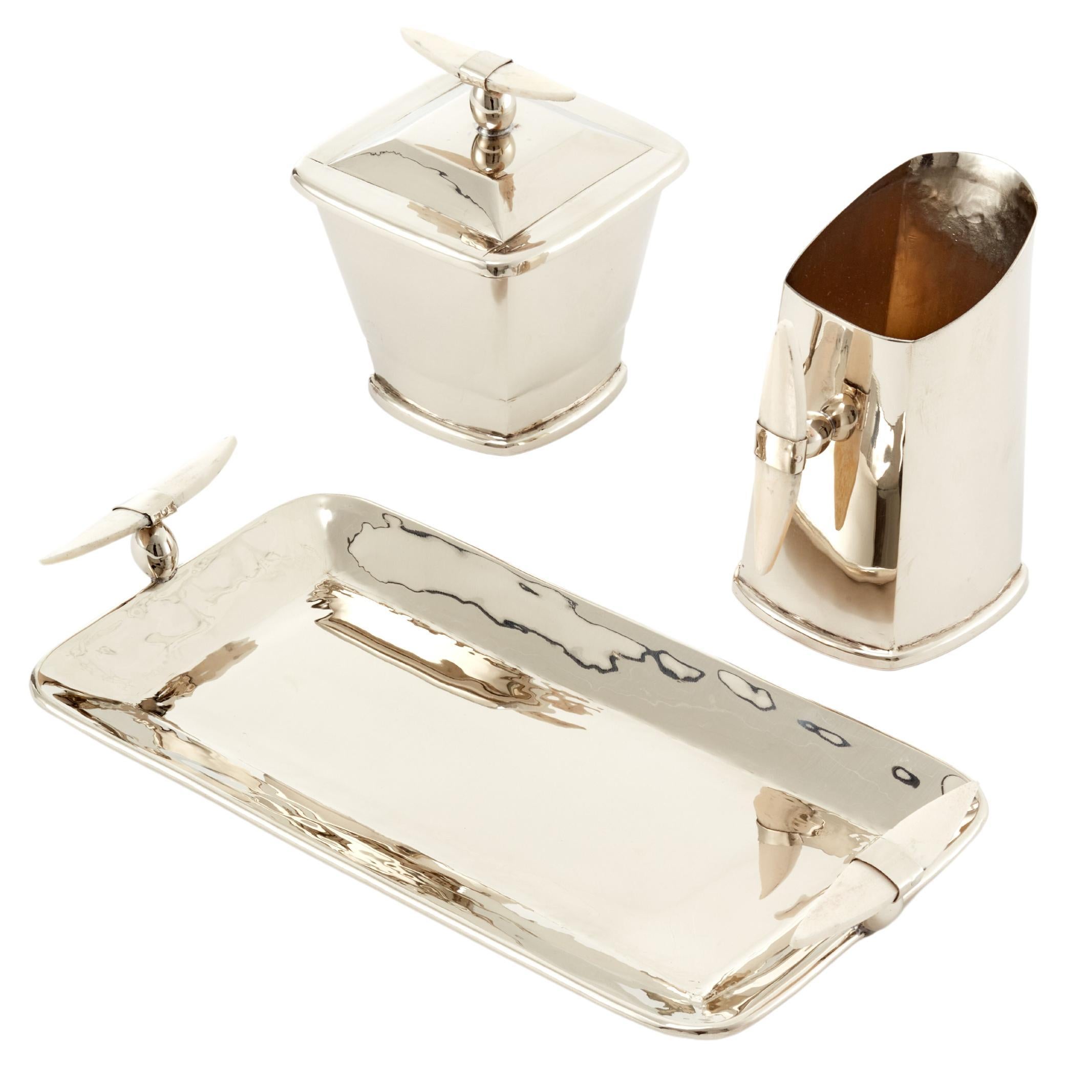 CERRO Sugar & Cream Set, Bone & Alpaca Silver For Sale