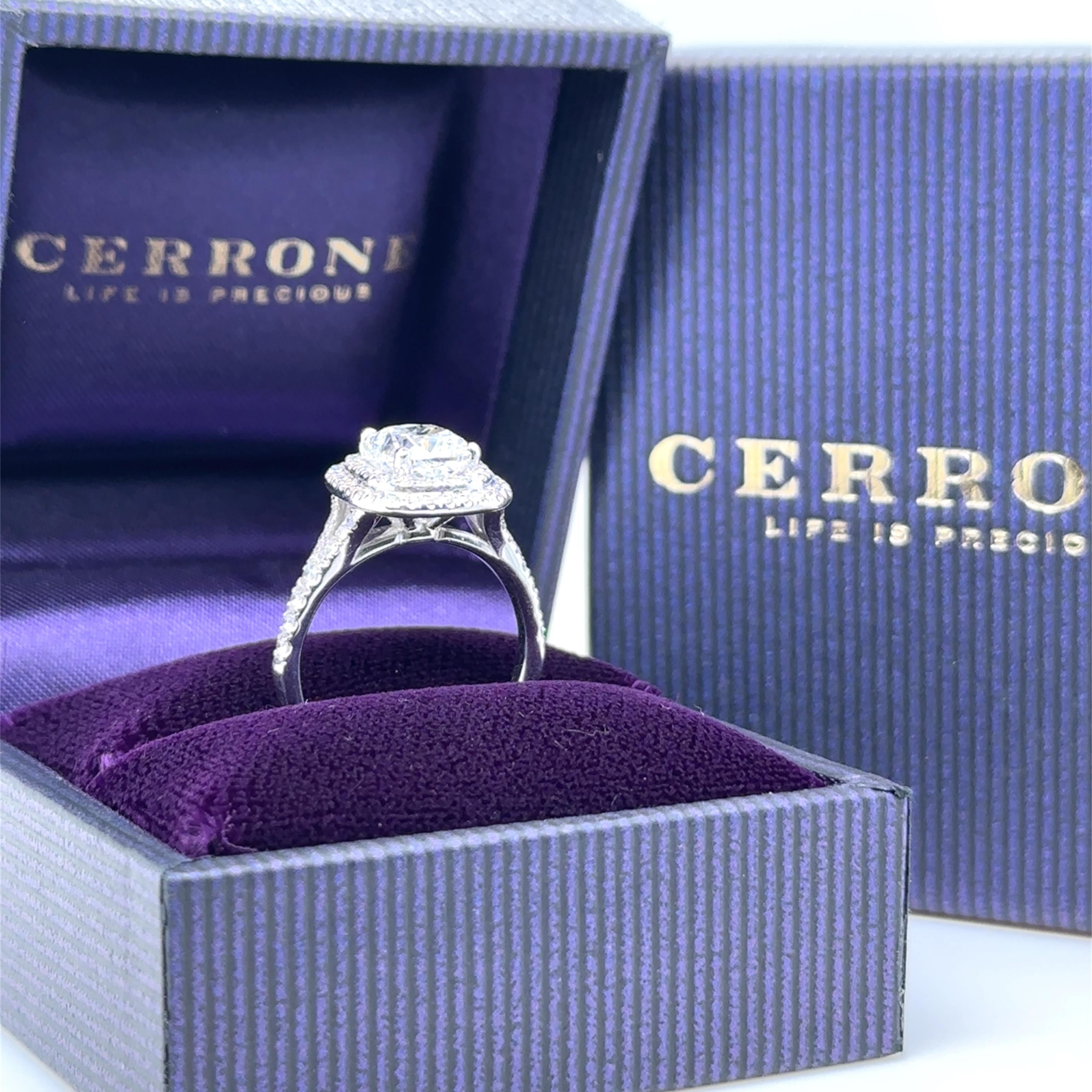 Cerrone 18ct White Gold Double Halo Cushion Cut Diamond Ring 2.27ct en vente 6