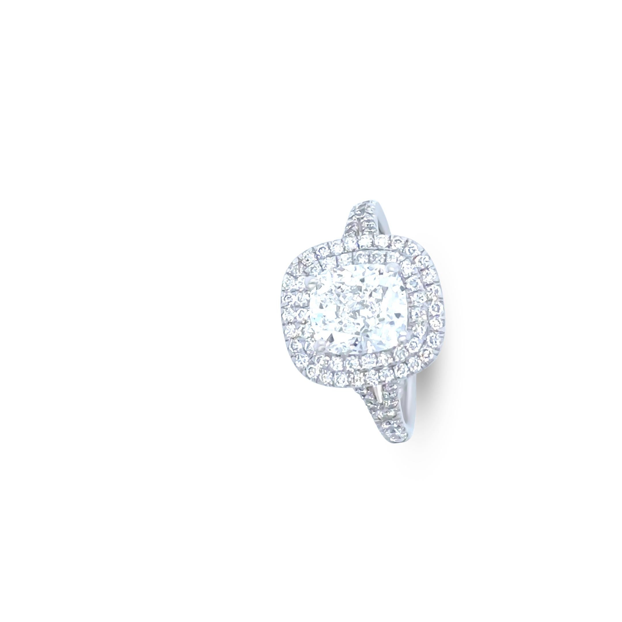 Cerrone 18ct White Gold Double Halo Cushion Cut Diamond Ring 2.27ct en vente 1