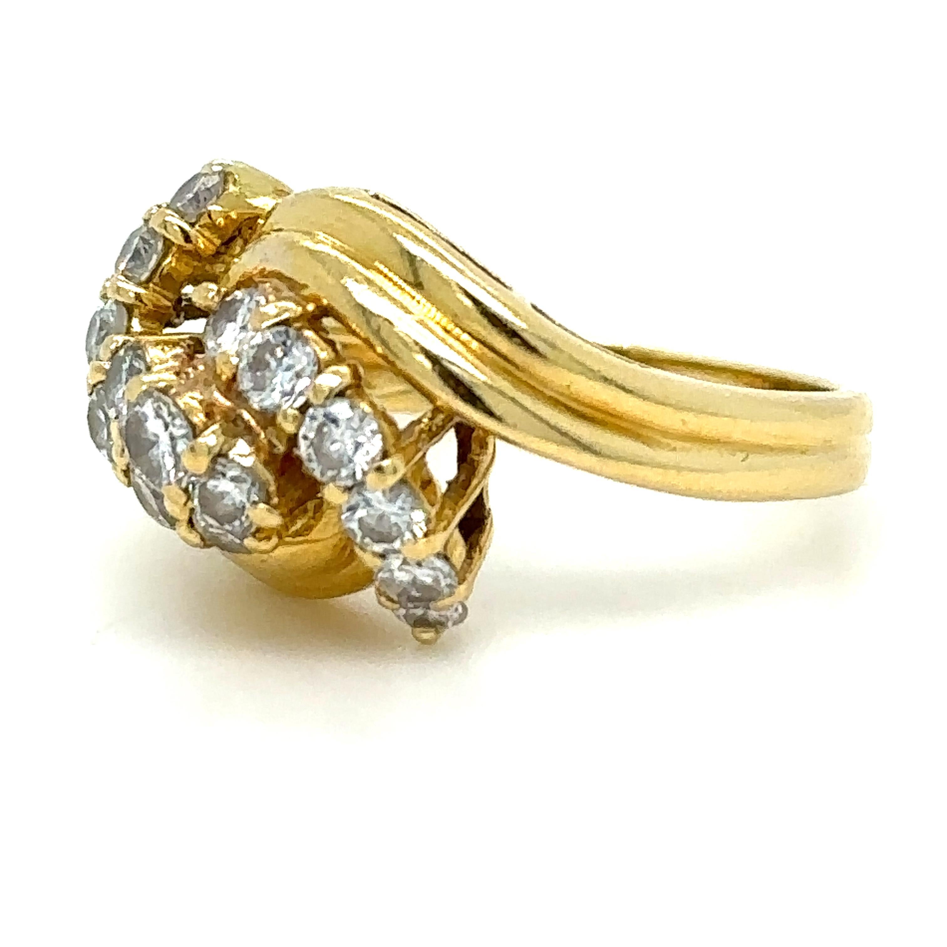 Brilliant Cut Cerrone 18ct Yellow Gold Diamond Cluster Ring 0.80ct For Sale
