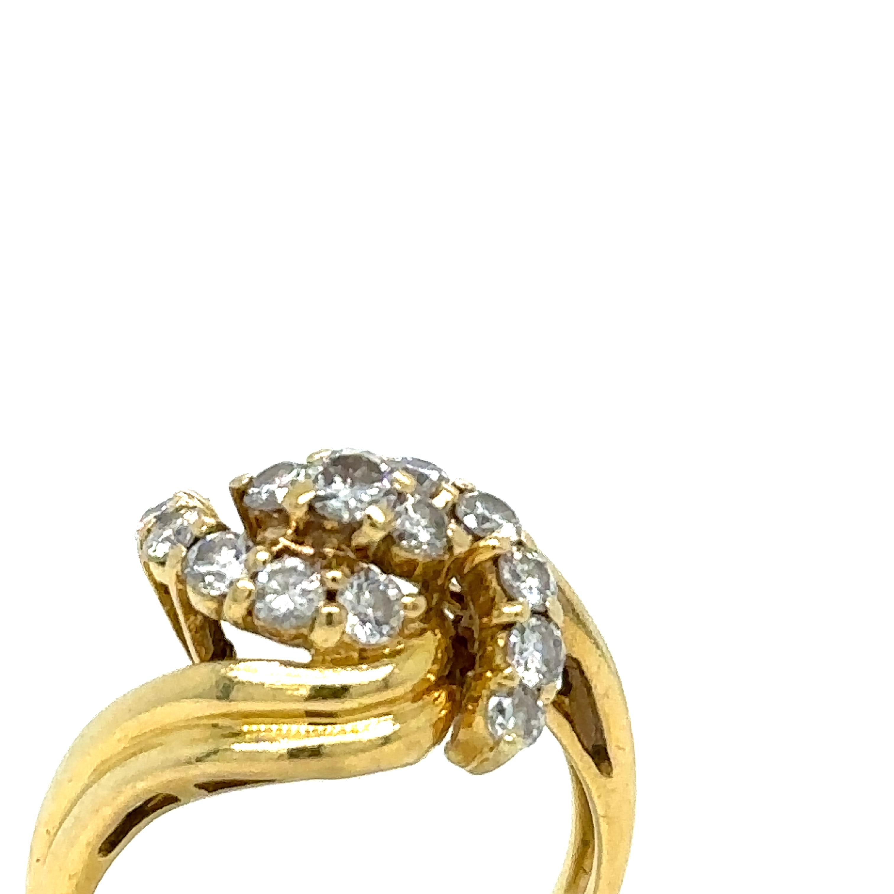 Cerrone 18ct Yellow Gold Diamond Cluster Ring 0.80ct In Excellent Condition For Sale In SYDNEY, NSW