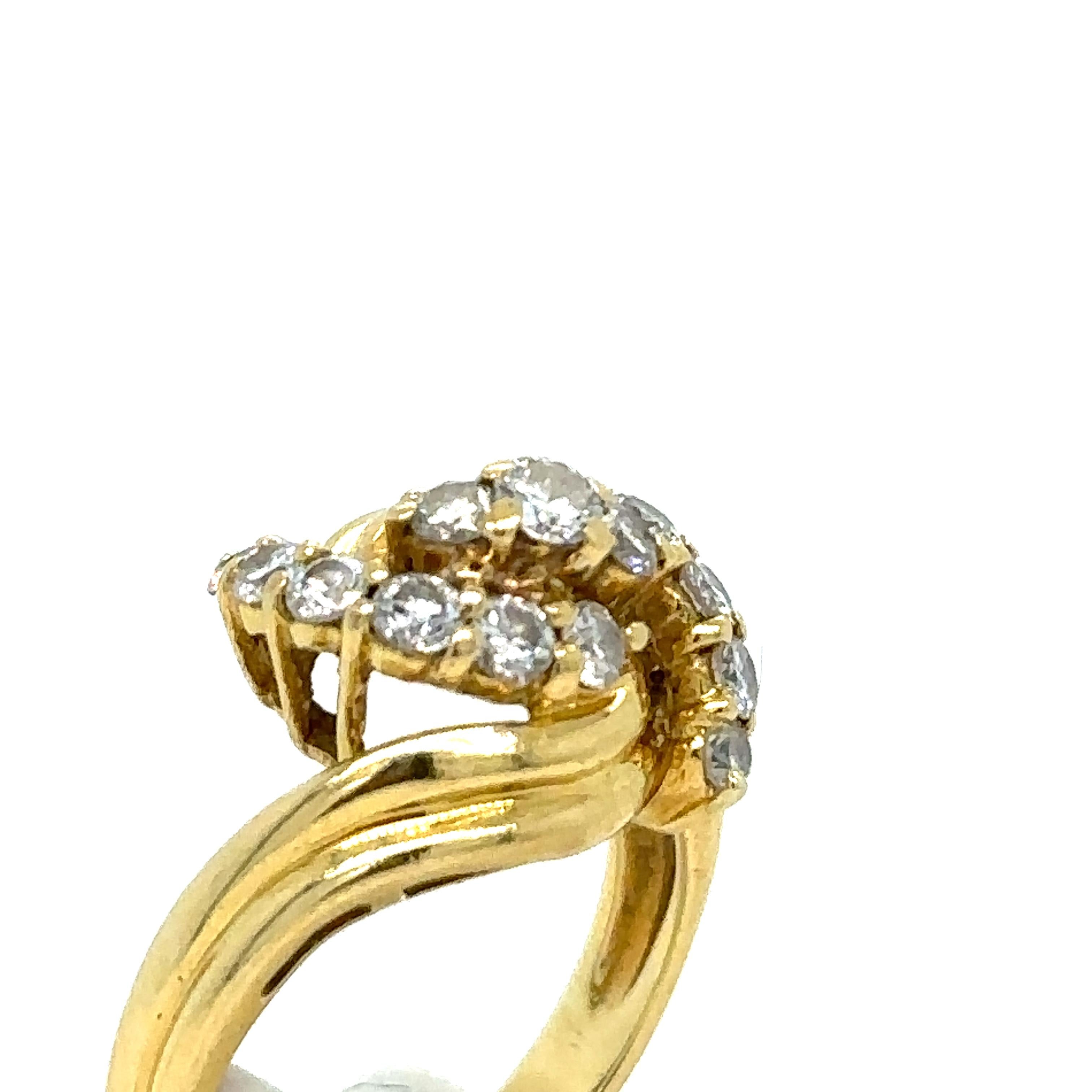 Women's Cerrone 18ct Yellow Gold Diamond Cluster Ring 0.80ct For Sale