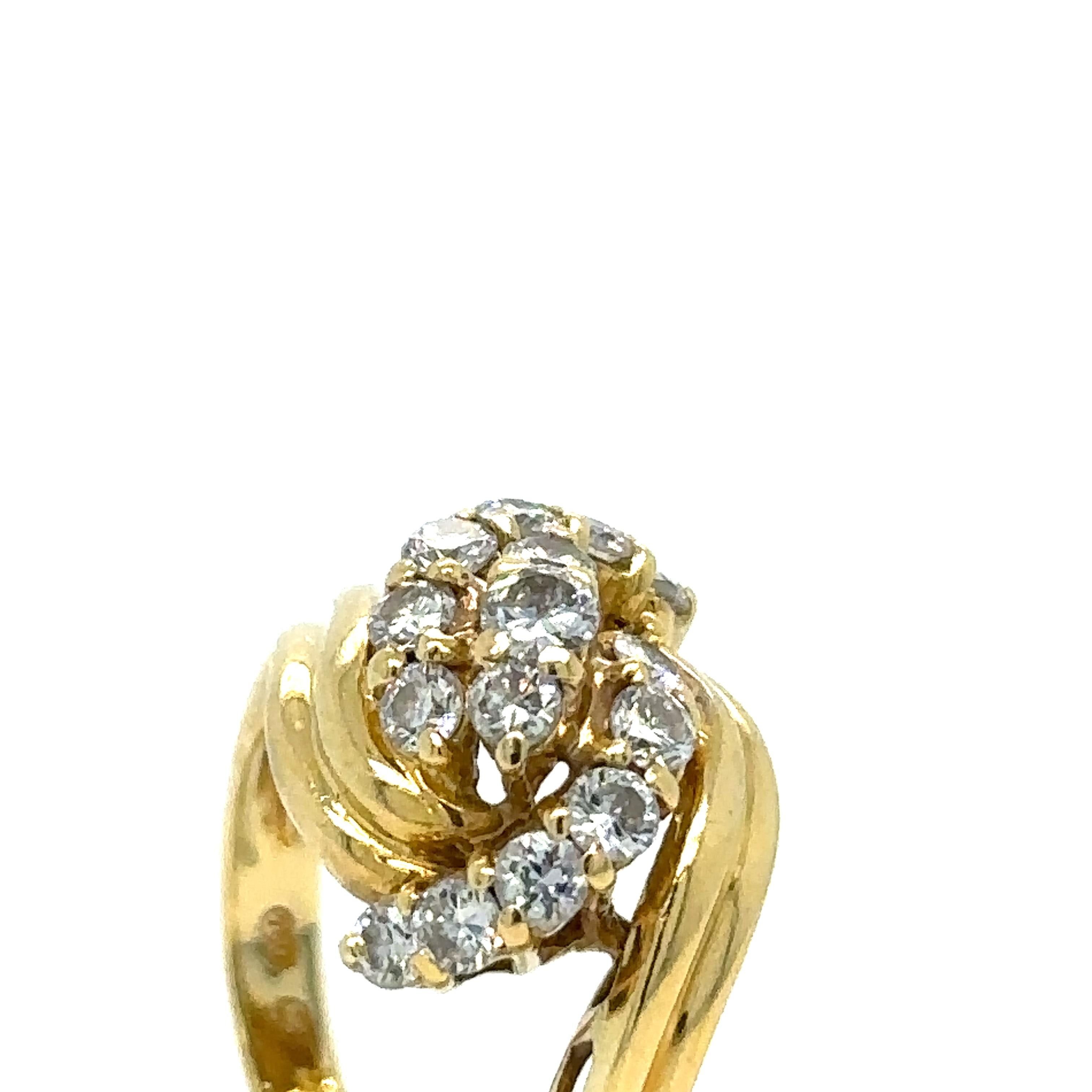 Cerrone 18ct Yellow Gold Diamond Cluster Ring 0.80ct For Sale 2