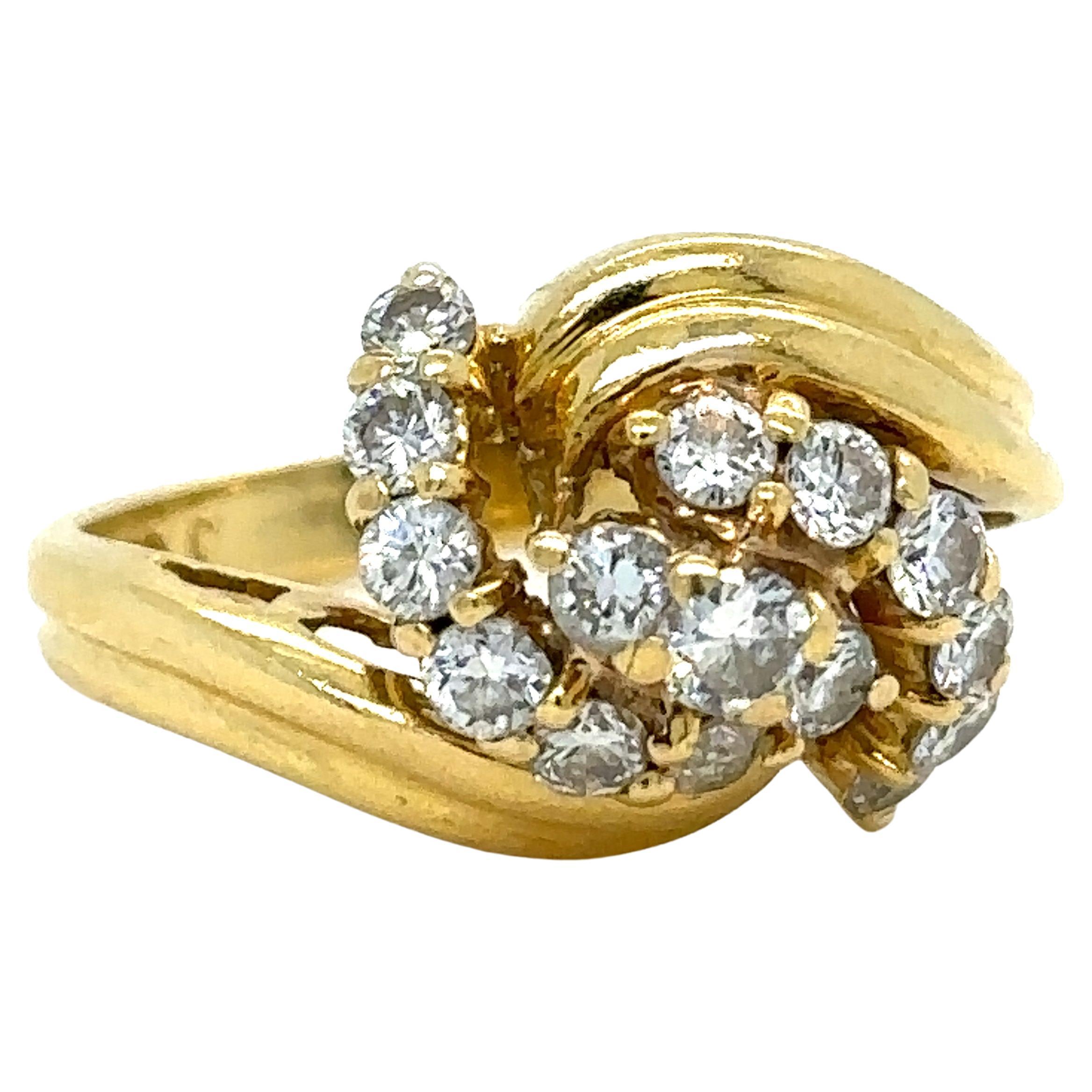 Cerrone 18ct Yellow Gold Diamond Cluster Ring 0.80ct For Sale
