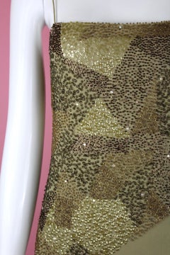Cerruti 1881 Arte Green Slip Dress with Beads and Sequins, SS 1996, Size 4 US
