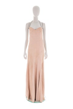 Cerruti 1881 F/W 2004 patchwork suede chain-strap halter dress