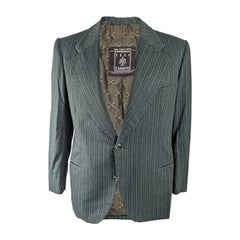 Cerruti 1881 Mens Vintage 1970s Wide Lapel Striped Wool Blazer Jacket