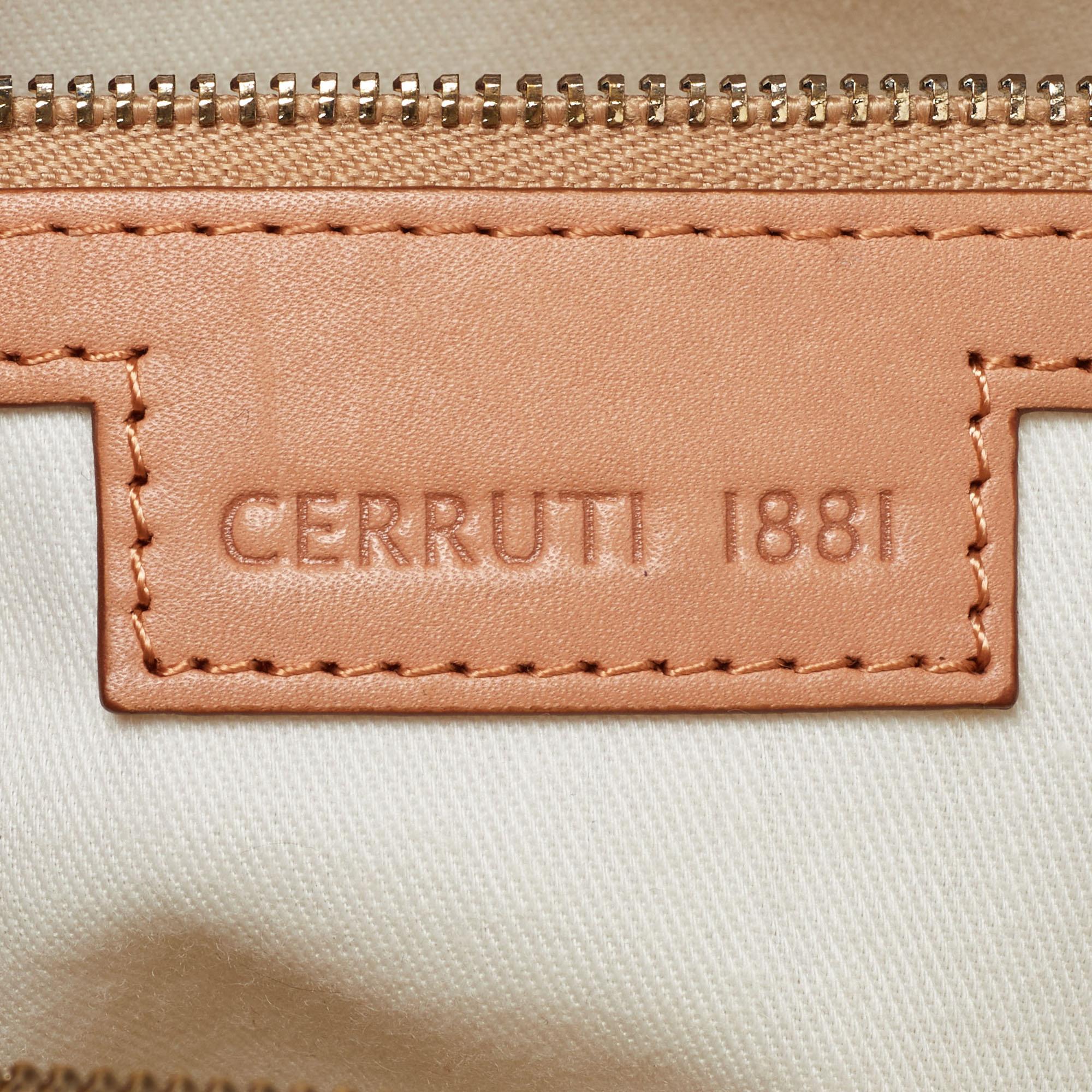 Cerruti Multicolor Signature Coated Canvas and Leather Bag For Sale 8