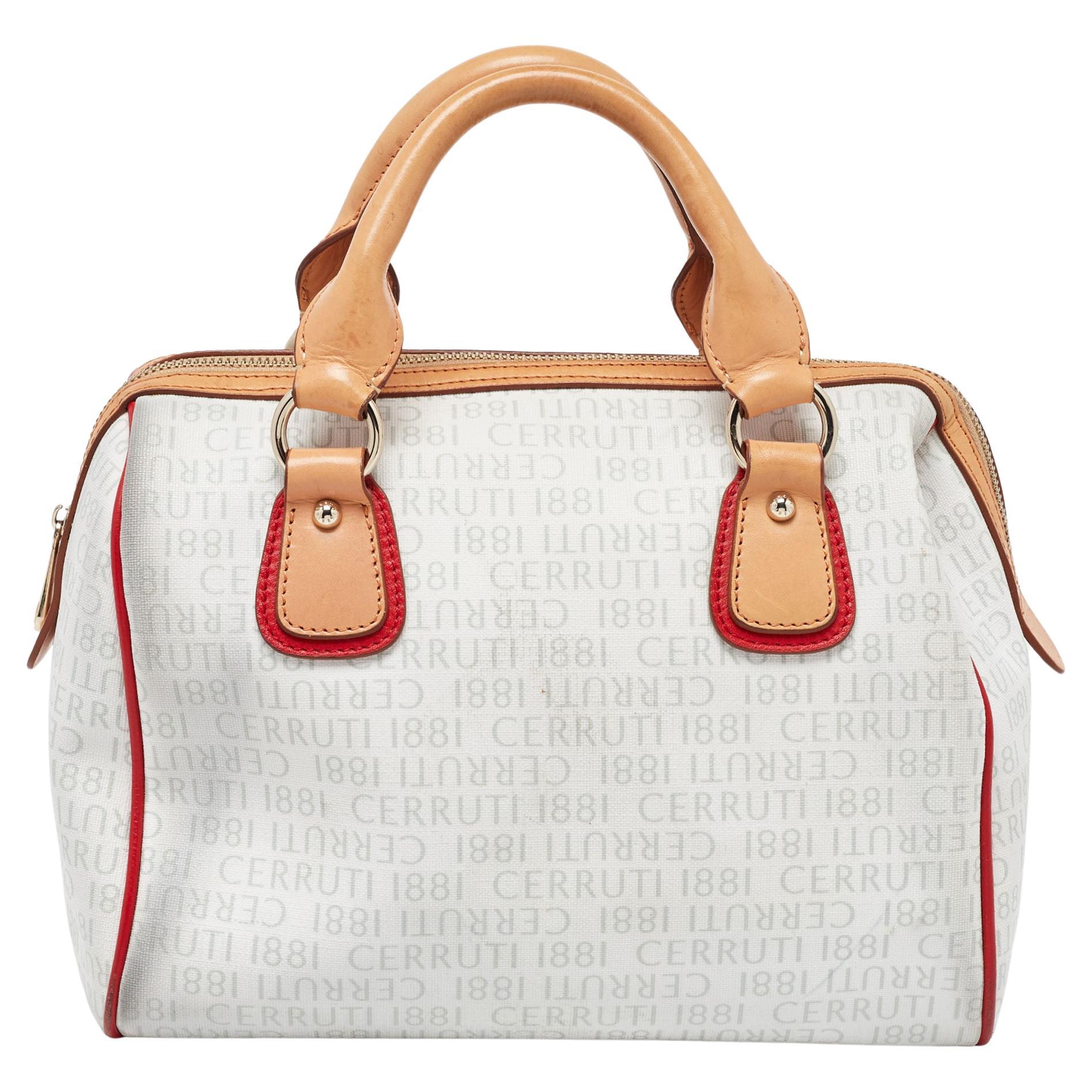 Cerruti Multicolor Signature Coated Canvas and Leather Bag For Sale