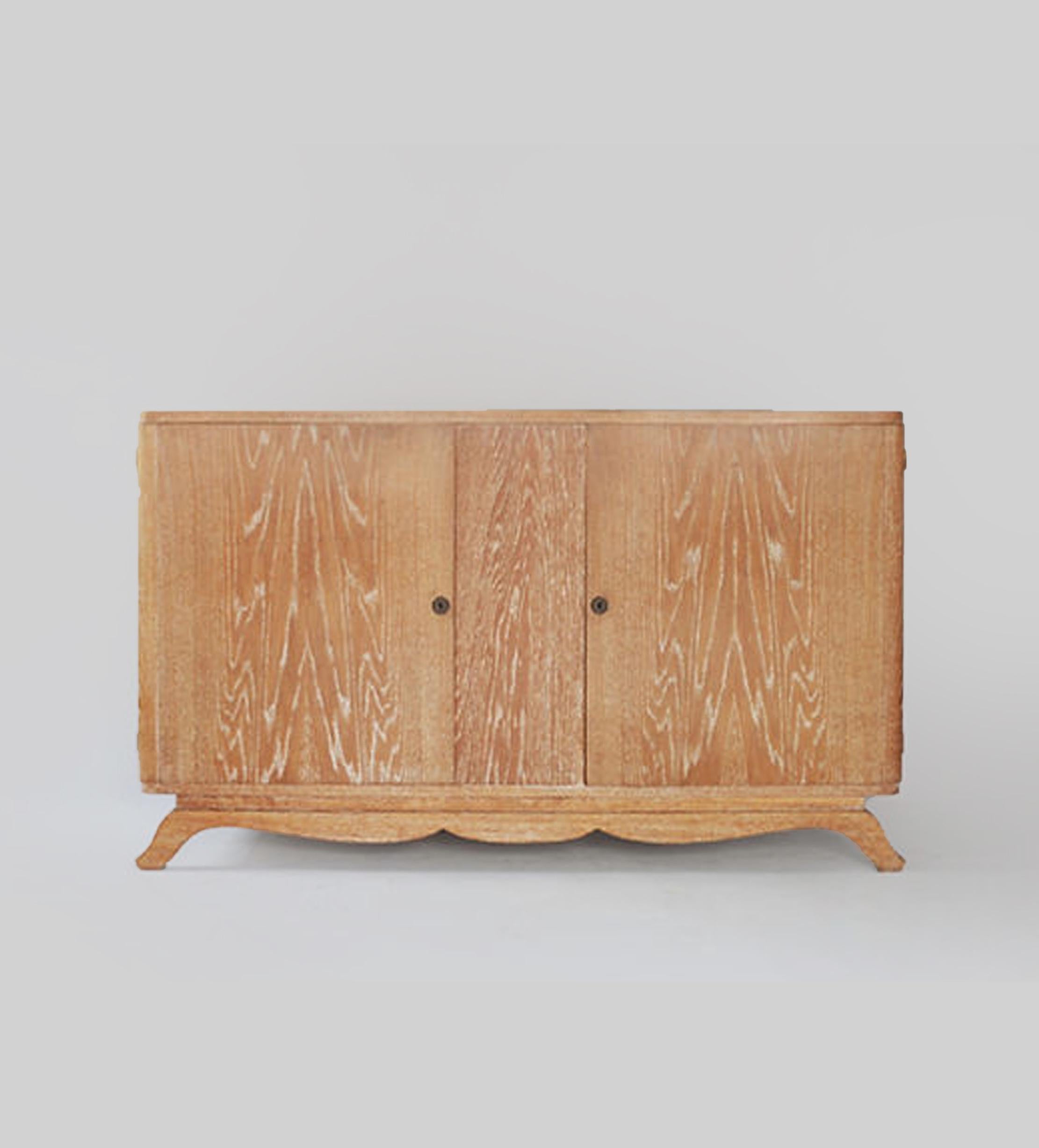 Streamlined Moderne Cersused Oak Cabinet / Sideboard, France, c. 1940