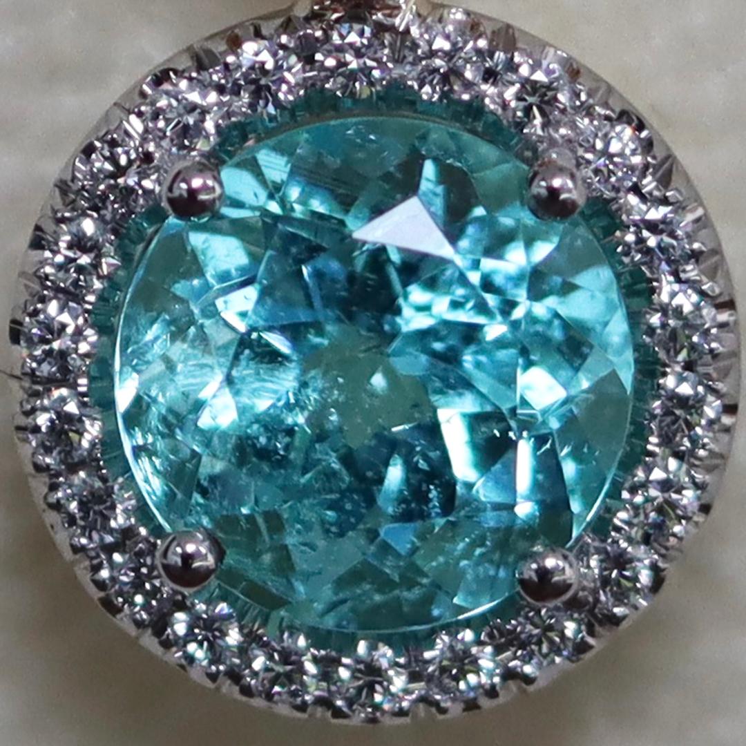Cert. 4.27 Ct Neon Paraiba Tourmaline Boucles d'oreilles Halo en diamant blanc et rose 12