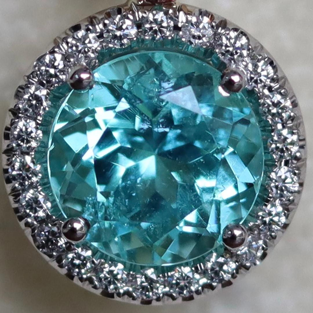 Cert. 4.27 Ct Neon Paraiba Tourmaline Boucles d'oreilles Halo en diamant blanc et rose 13