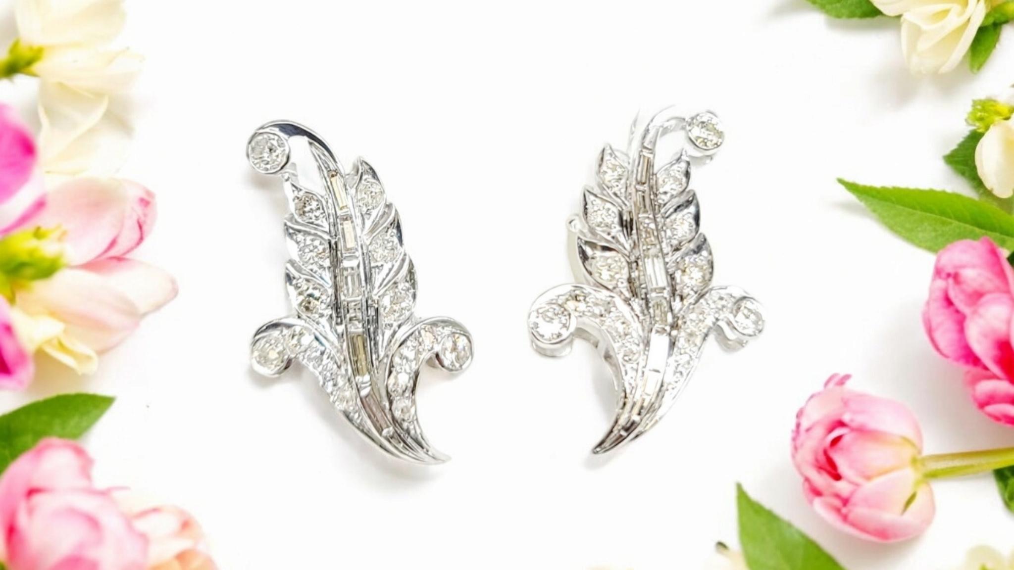 Orecchini Edwardian Antique European Cut Natural Diamond in Argento Platinum cert in vendita 5