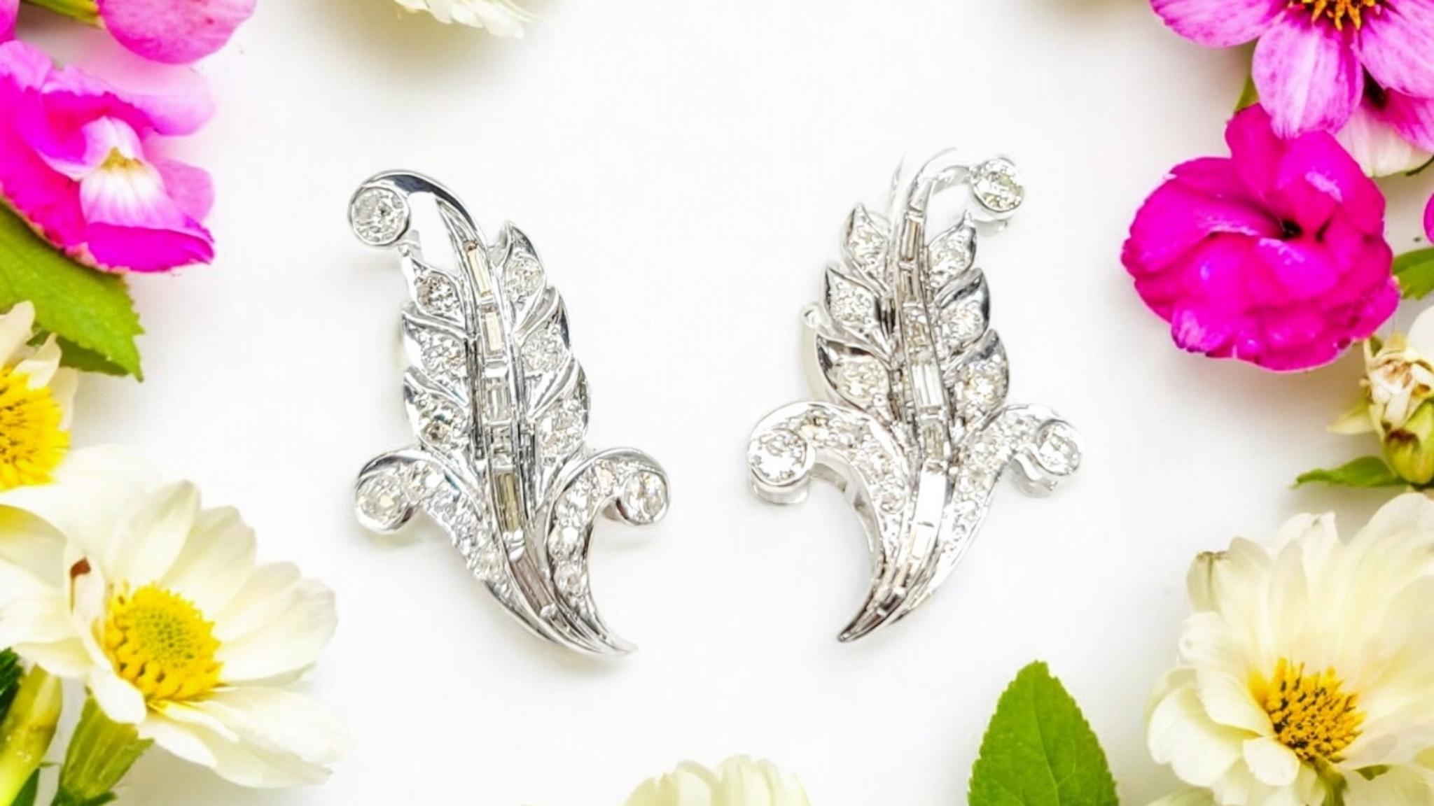 Orecchini Edwardian Antique European Cut Natural Diamond in Argento Platinum cert in vendita 6