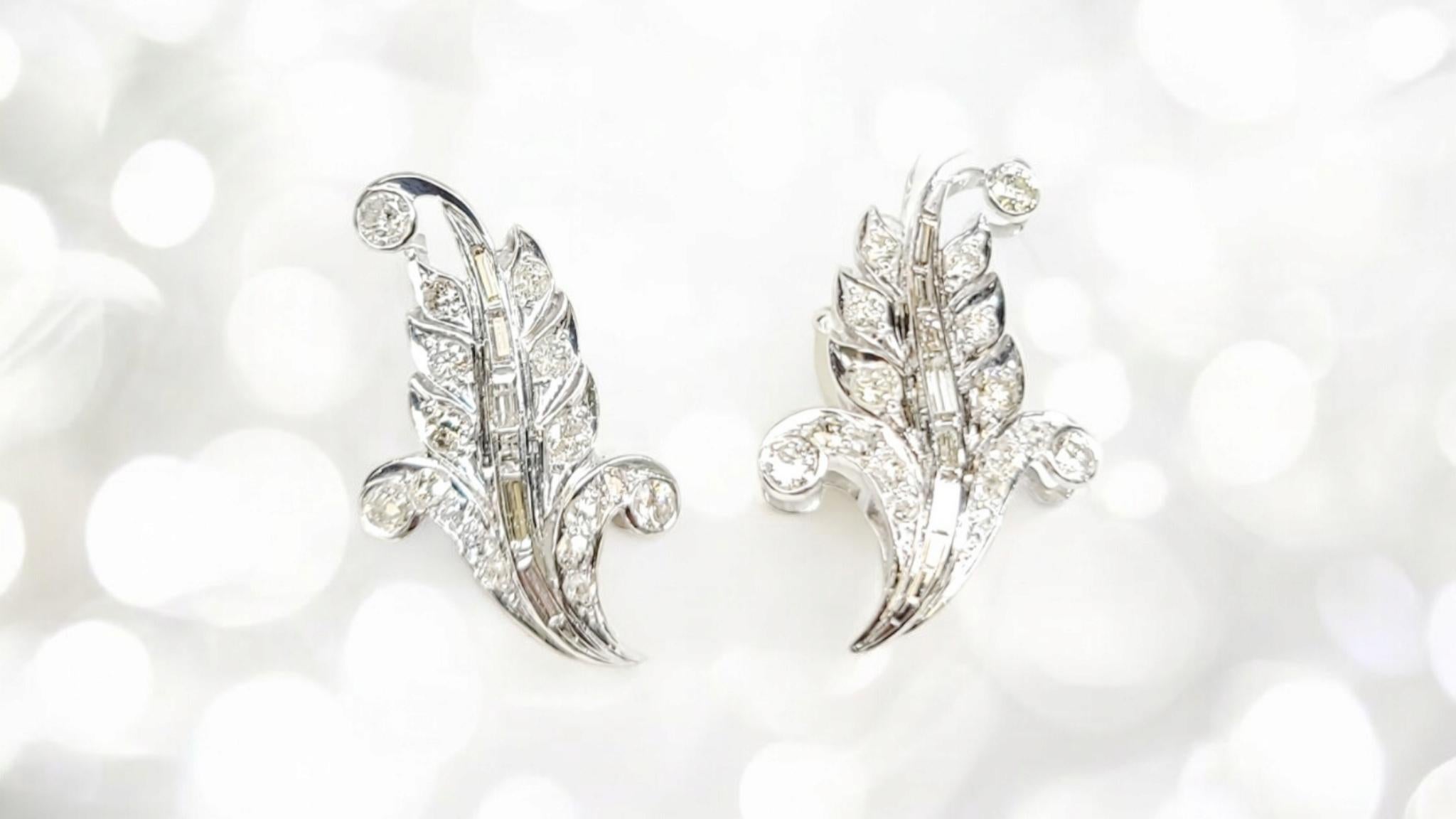 Orecchini Edwardian Antique European Cut Natural Diamond in Argento Platinum cert in vendita 7