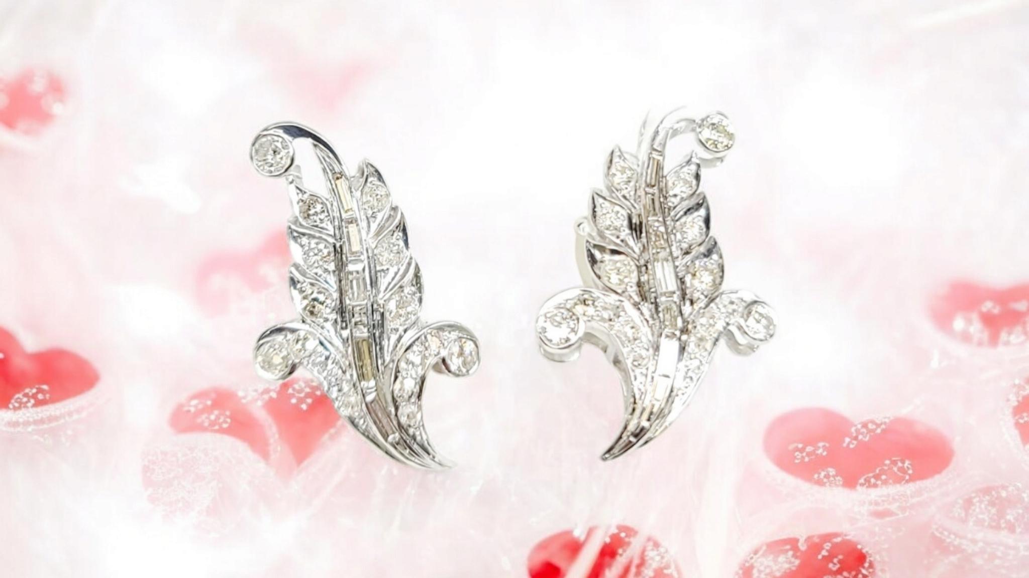 Orecchini Edwardian Antique European Cut Natural Diamond in Argento Platinum cert in vendita 8