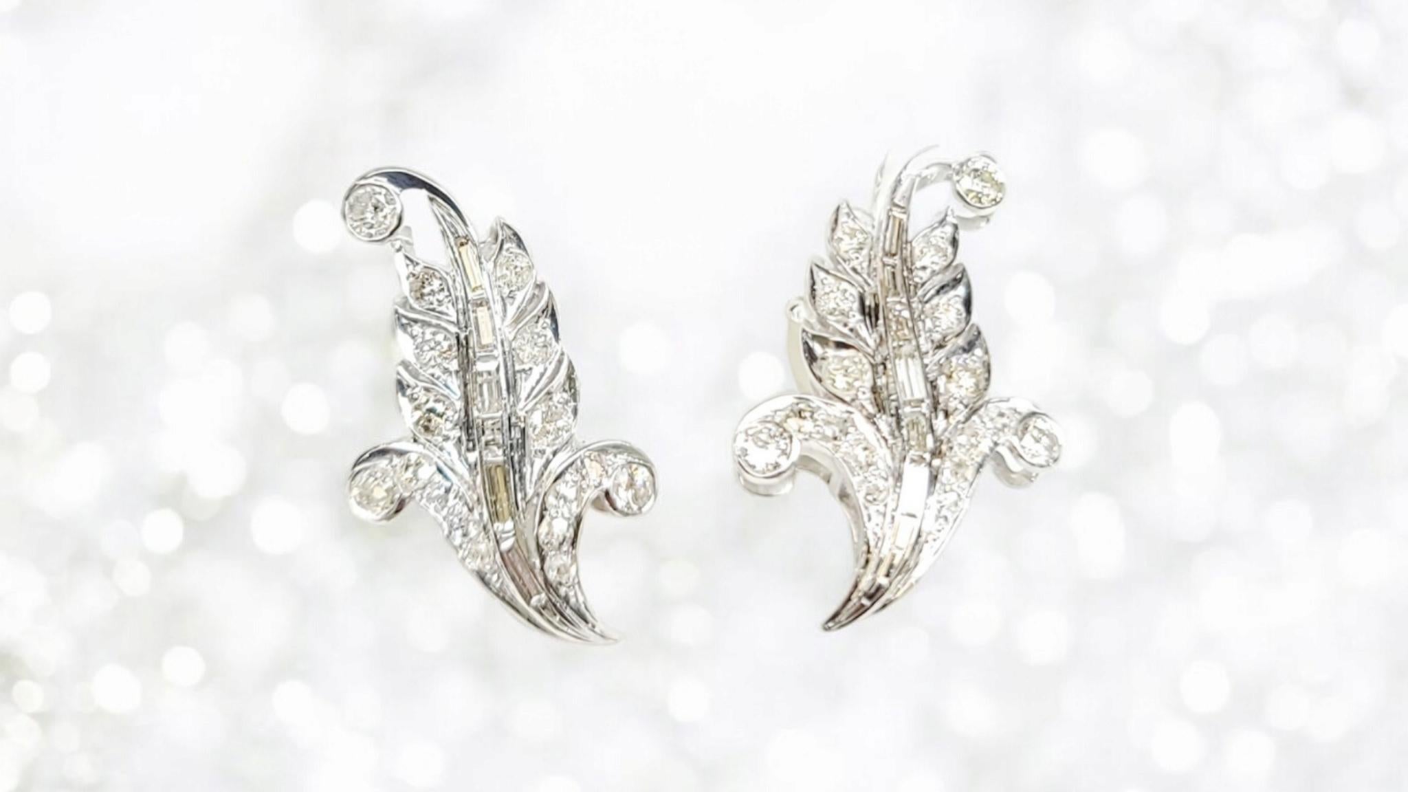Orecchini Edwardian Antique European Cut Natural Diamond in Argento Platinum cert in vendita 10