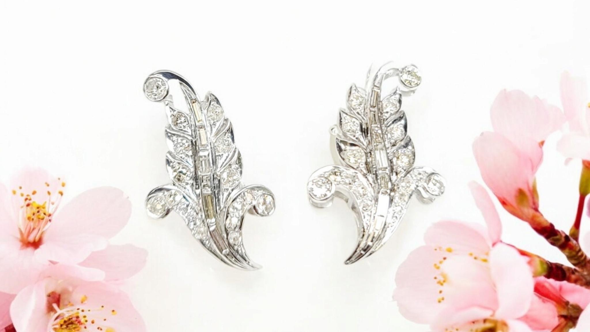Orecchini Edwardian Antique European Cut Natural Diamond in Argento Platinum cert in vendita 11