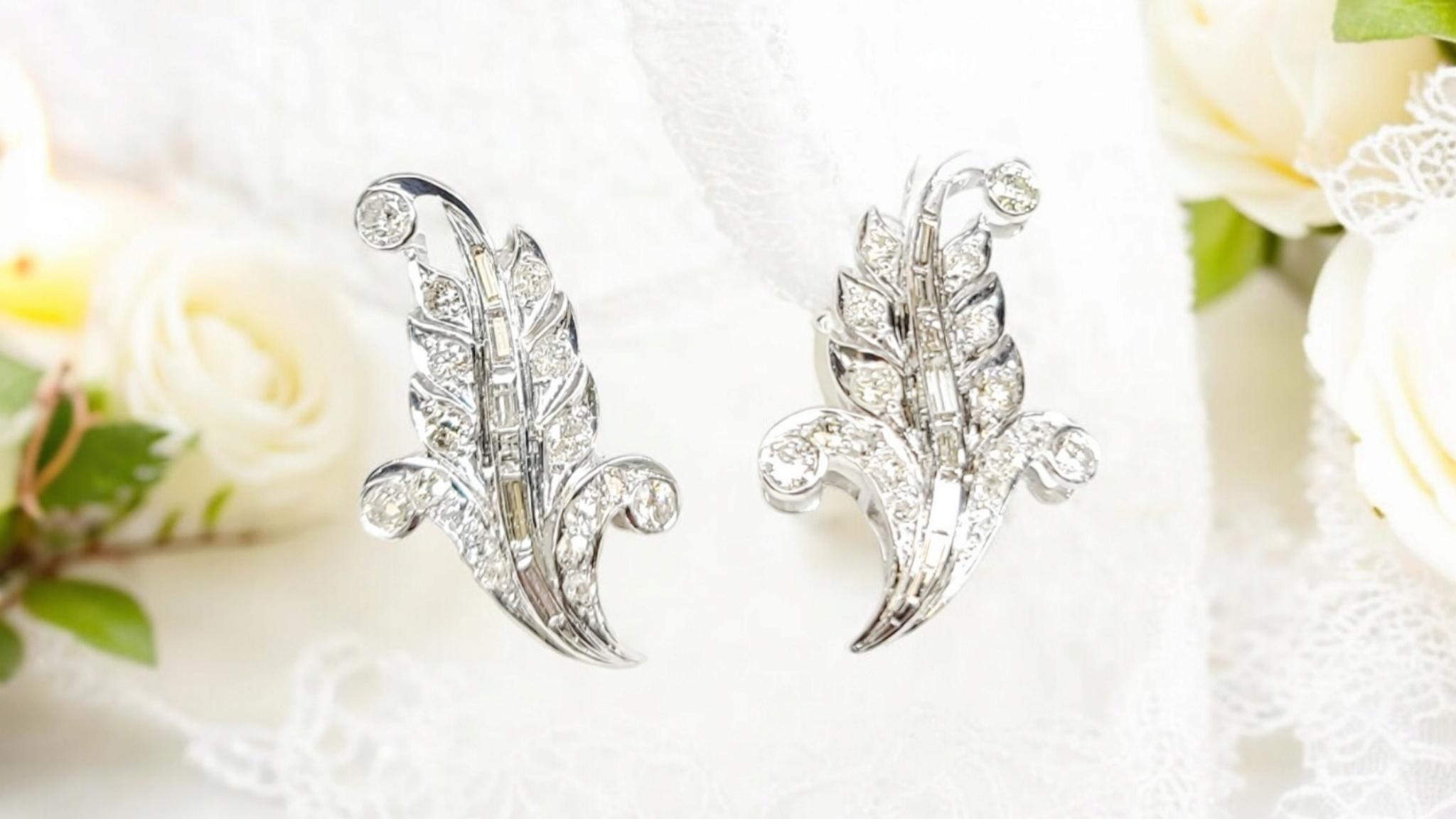 Orecchini Edwardian Antique European Cut Natural Diamond in Argento Platinum cert in vendita 14