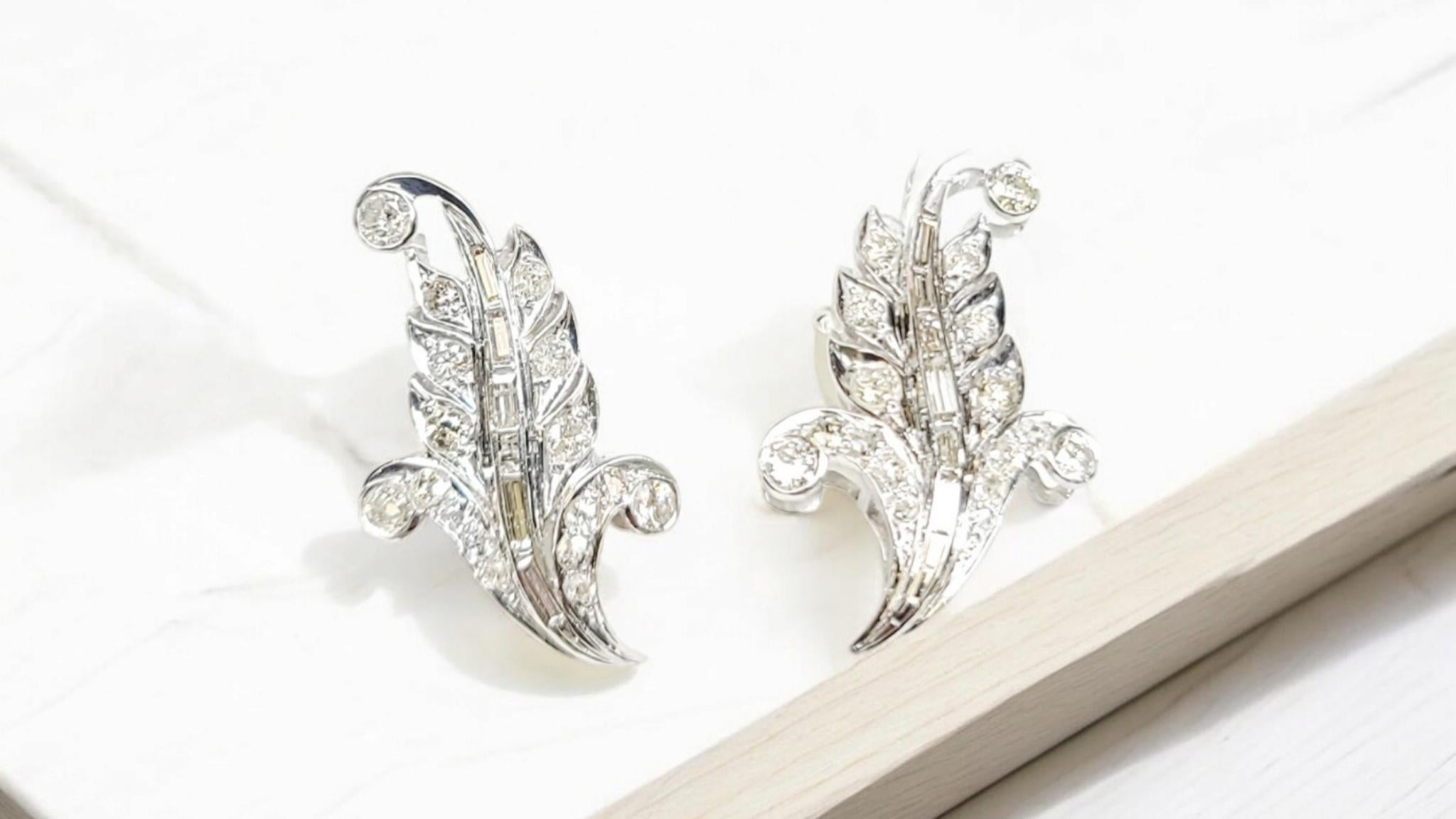 Orecchini Edwardian Antique European Cut Natural Diamond in Argento Platinum cert in vendita 2