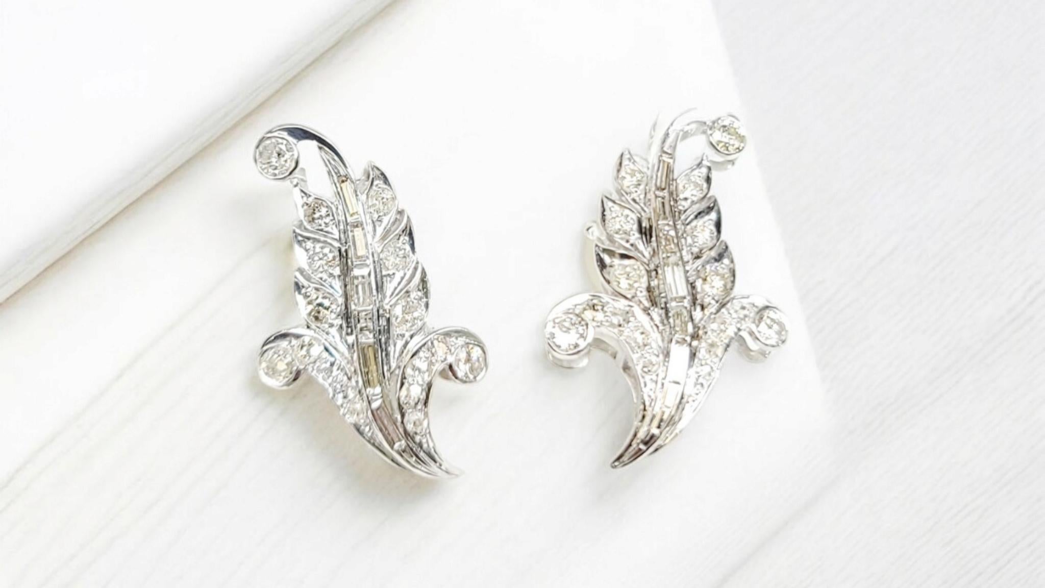Orecchini Edwardian Antique European Cut Natural Diamond in Argento Platinum cert in vendita 3
