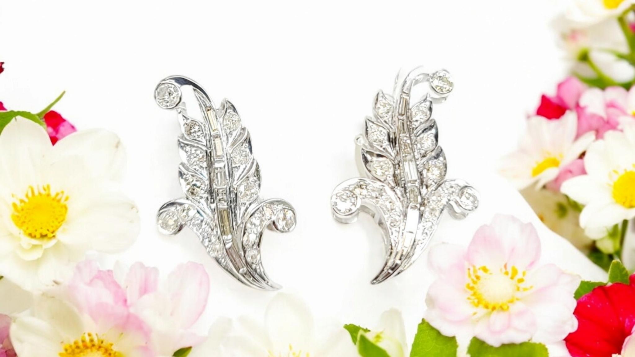 Orecchini Edwardian Antique European Cut Natural Diamond in Argento Platinum cert in vendita 4