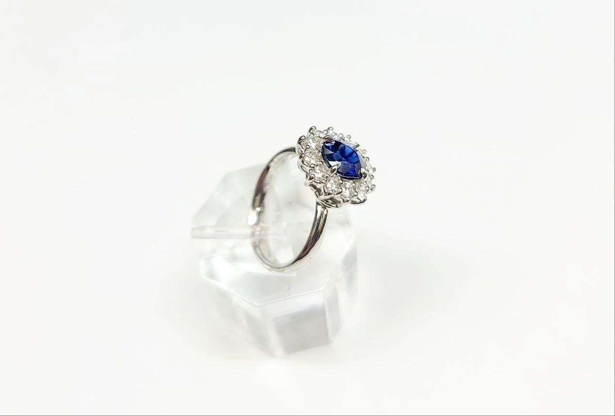 Vivid Royal Blue Sapphire Burma Mogok No Heat Perfectly Clean in  Diamond Ring  For Sale 6