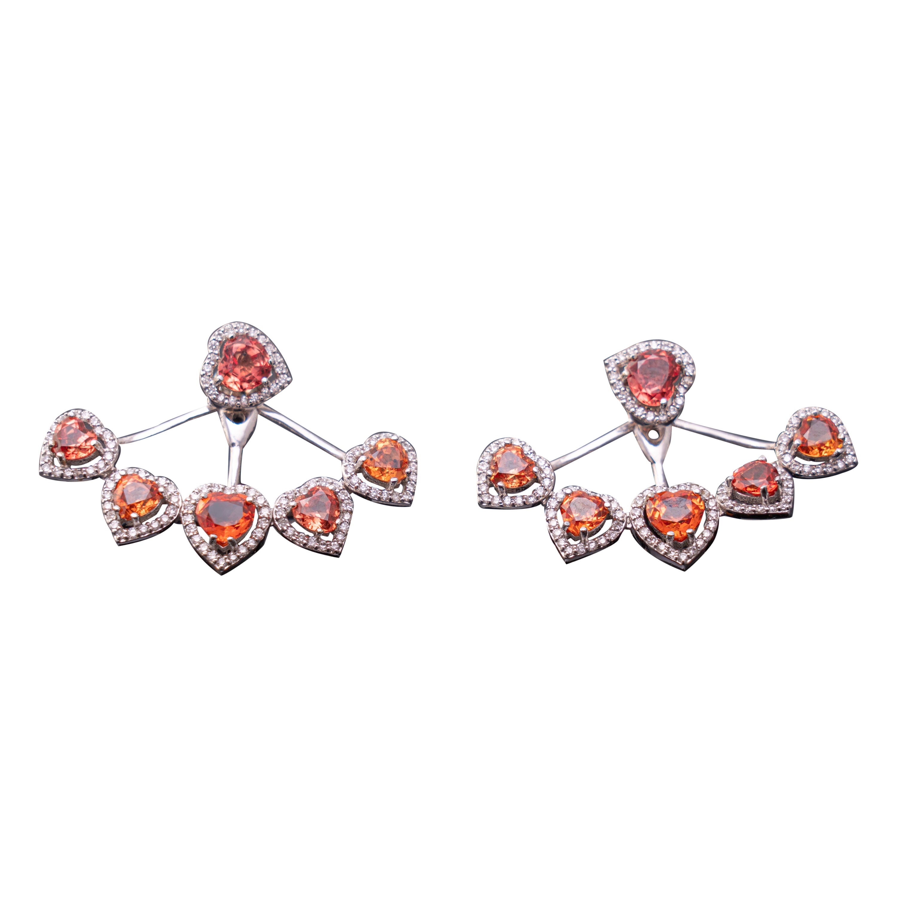 Boucles d'oreilles en or 18 carats avec plusieurs saphirs certifiés de 5,9 carats et diamants