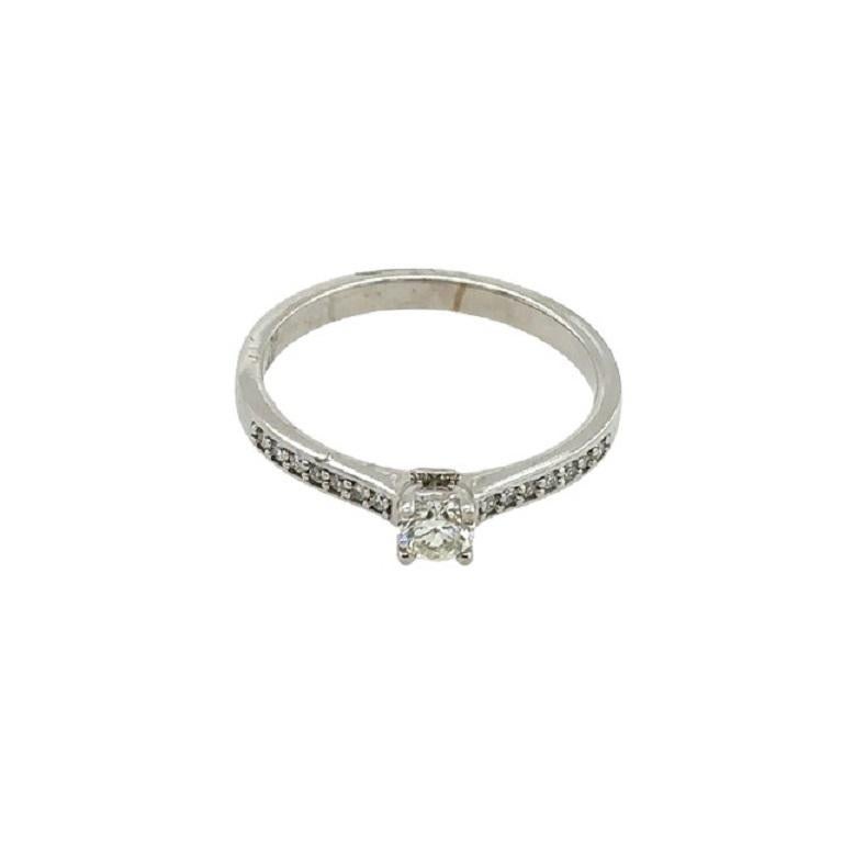 Round Cut Certificated 18ct White Gold 0.34ct Diamond Solitaire Ring For Sale