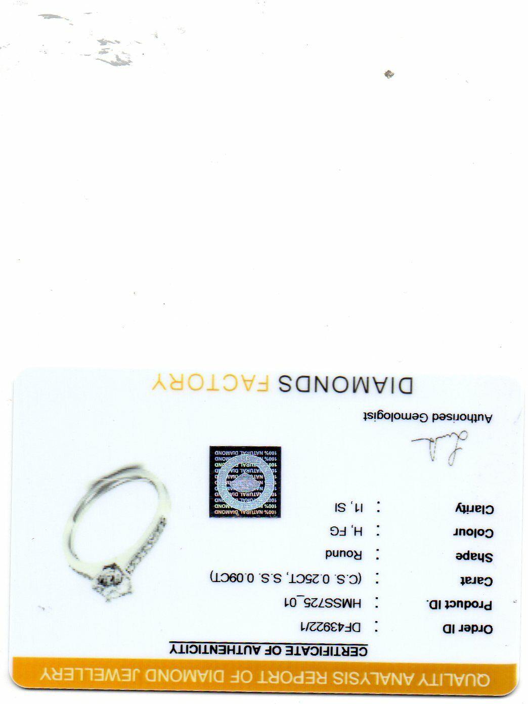 Anillo solitario de diamantes certificado en oro blanco de 18 ct de 0,34 ct en venta 1