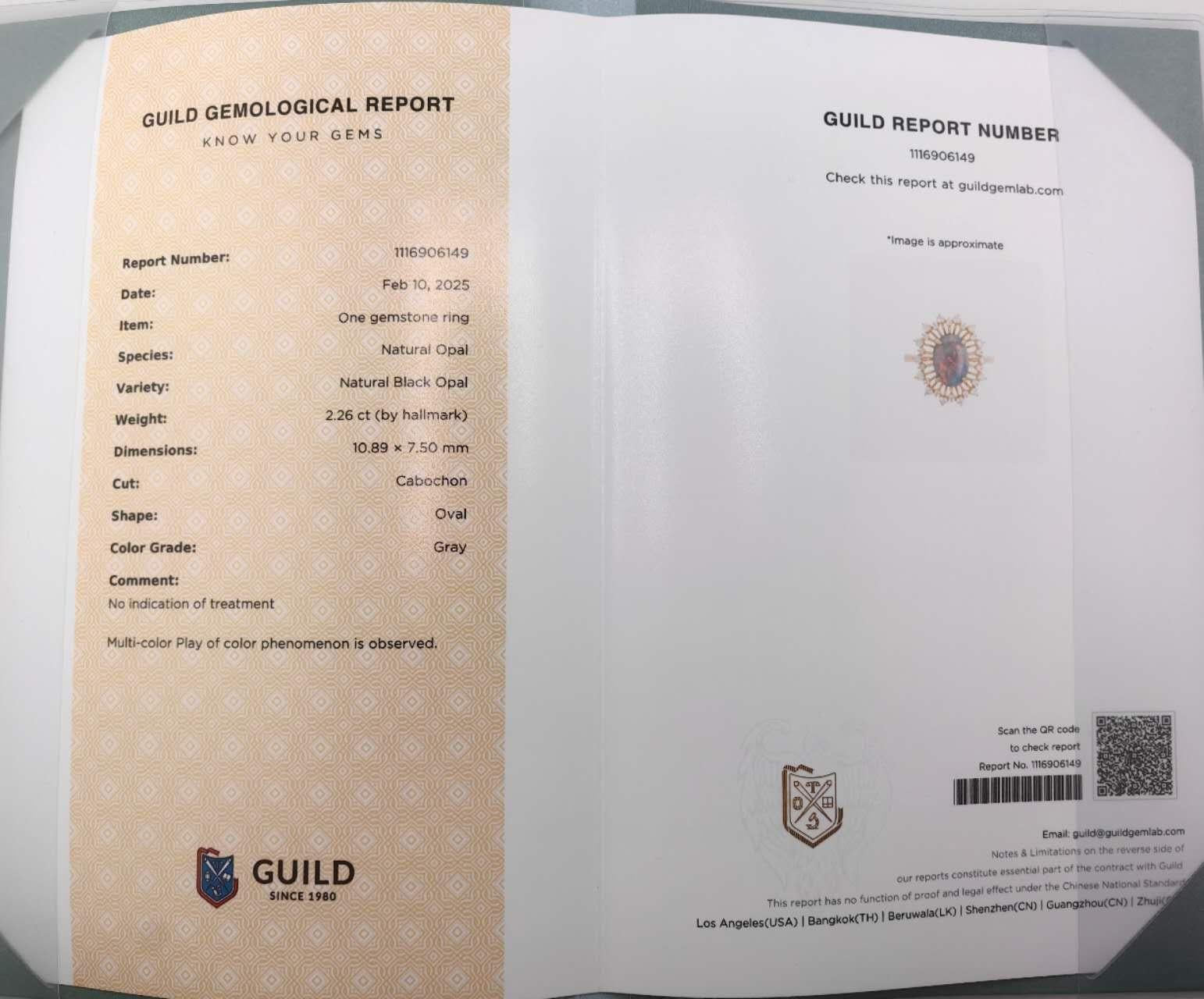Zertifizierter Verlobungsring mit 2,26 Karat farbigem schwarzem Opal und Diamant-Halo, 18 Karat Go im Angebot 4