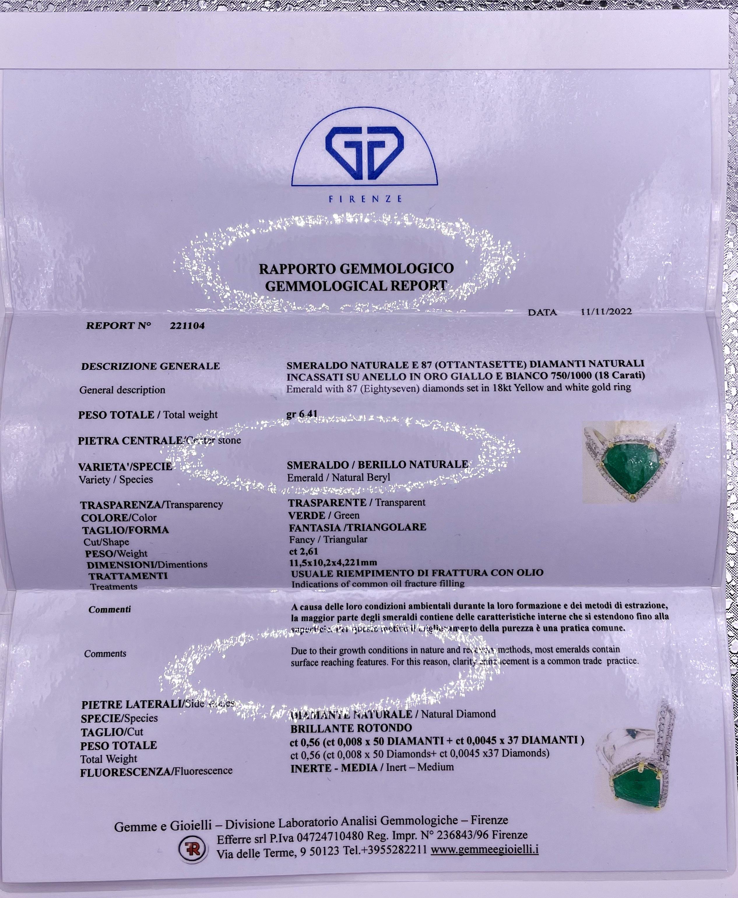 Zertifizierter 2,61 Karat feiner Smaragd- und Diamantring im Angebot 2