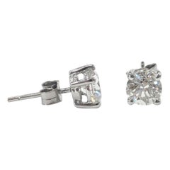 Certificated Diamond Single Stone Stud Earrings 18 Carat White Gold