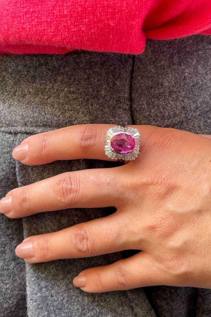 Zertifizierter unerhitzter burmesischer rosa Saphir im Angebot 3